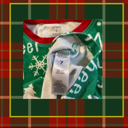 This Carter's pajama top features a festive Christmas pattern
