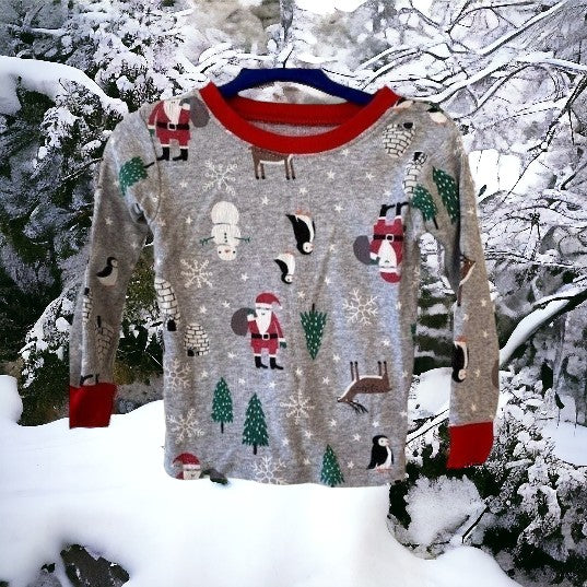 Christmas cotton pajama top features charming holiday designs