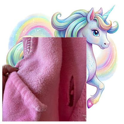 Effortlessly transform your cozy sleepovers into magical adventures with our Justice silver sparkle unicorn design hoodie blanket wrap