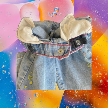 Featuring a unique appliqué design of glitter hearts and stars, these Healthtex jeans are very pretty and fashionable