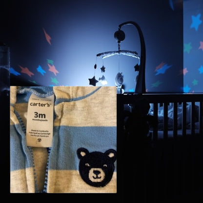 Carter’s hooded and footless cotton one-piece is super soft and adorable