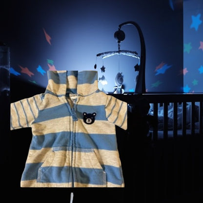 Carter’s hooded and footless cotton one-piece is super soft and adorable