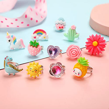 PinkSheep Little Girl Jewel Rings in Box (24 Lovely Rings)