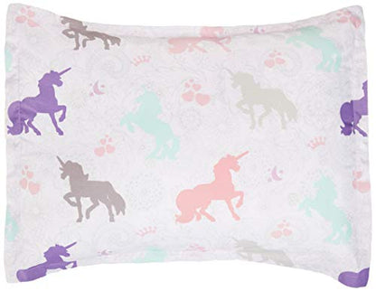 Made from ultra-soft microfiber with a plush polyester comforter fill, this bedding set showcases a charming Purple Unicorn print, 5pcs