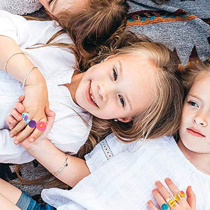 PinkSheep Little Girl Jewel Rings in Box (24 Lovely Rings)