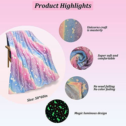 Unicorns Soft Blanket Glow in The Dark