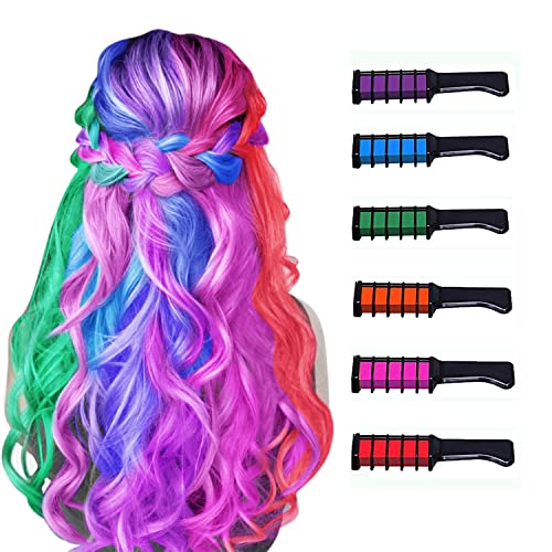 New Hair Chalk Comb Temporary Washable Hair Color Dye for Girls, 6 Colors
