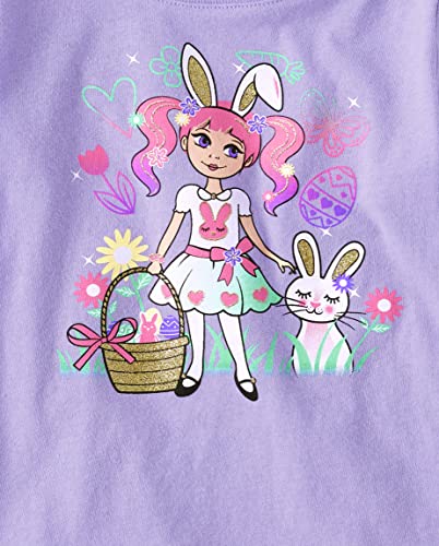 The Children's Place Baby Toddler Short Sleeve Graphic T-Shirt, Purple Easter Girl